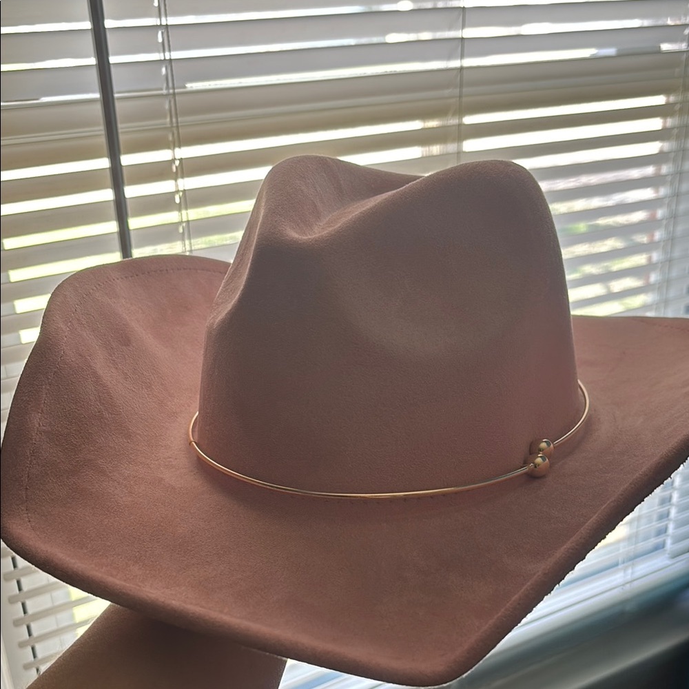 Pink Cowboy Hat with Gold Accent